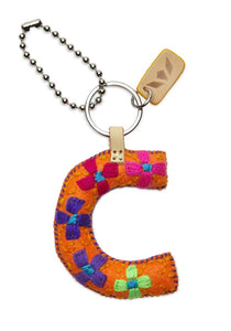 Orange Felt Initial Charm