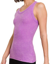 Load image into Gallery viewer, Washed Ribbed Scoop Neck Tank Top
