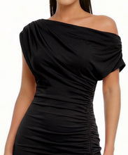 Load image into Gallery viewer, Slouchy Cowl Neck Midi Dress in Black
