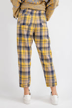 Load image into Gallery viewer, Plaid Washed Tie Waist Pants
