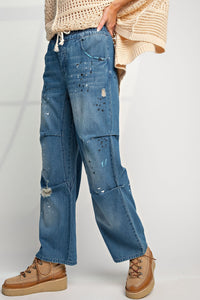Painted Washed Denim Pants