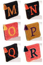 Load image into Gallery viewer, Hand Embroidered Initial Velveteen Pouch
