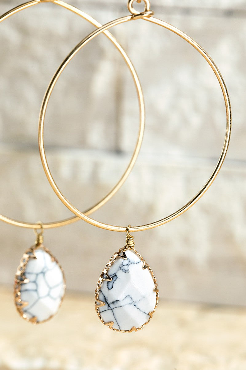 Natural Stone Tear Drop Earrings