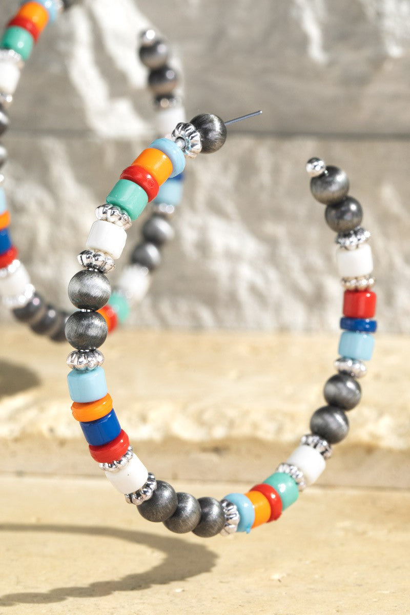 Navajo Beaded Hoop Earrings