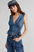 Load image into Gallery viewer, Denim Vest with Lace Up Sides
