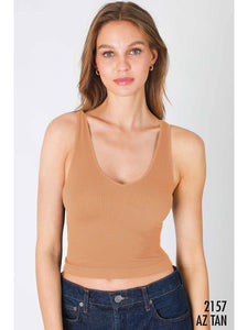 V-Neck Ribbed Crop Tank