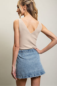 Stone Washed Wrap Mini Skirt