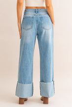 Load image into Gallery viewer, High Waisted Wide Leg Cuffed Jeans
