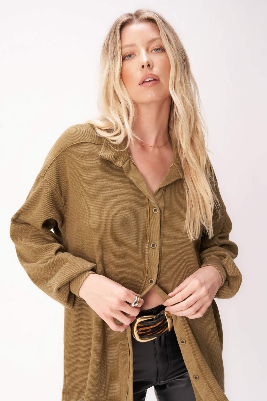 Miraya Long Sleeve Button Down Top