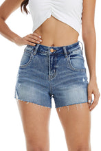 Load image into Gallery viewer, Nova Mid Rise Grinded Stretch Denim Shorts
