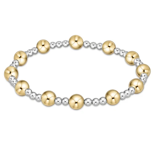 Classic Sincerity Pattern 6mm Mixed Metal Bead Bracelet