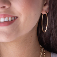 Load image into Gallery viewer, Oval Gold 2” Hoop - Textured
