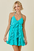 Load image into Gallery viewer, Halter Neck Mini Dress with Ruffle Front
