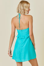 Load image into Gallery viewer, Halter Neck Mini Dress with Ruffle Front
