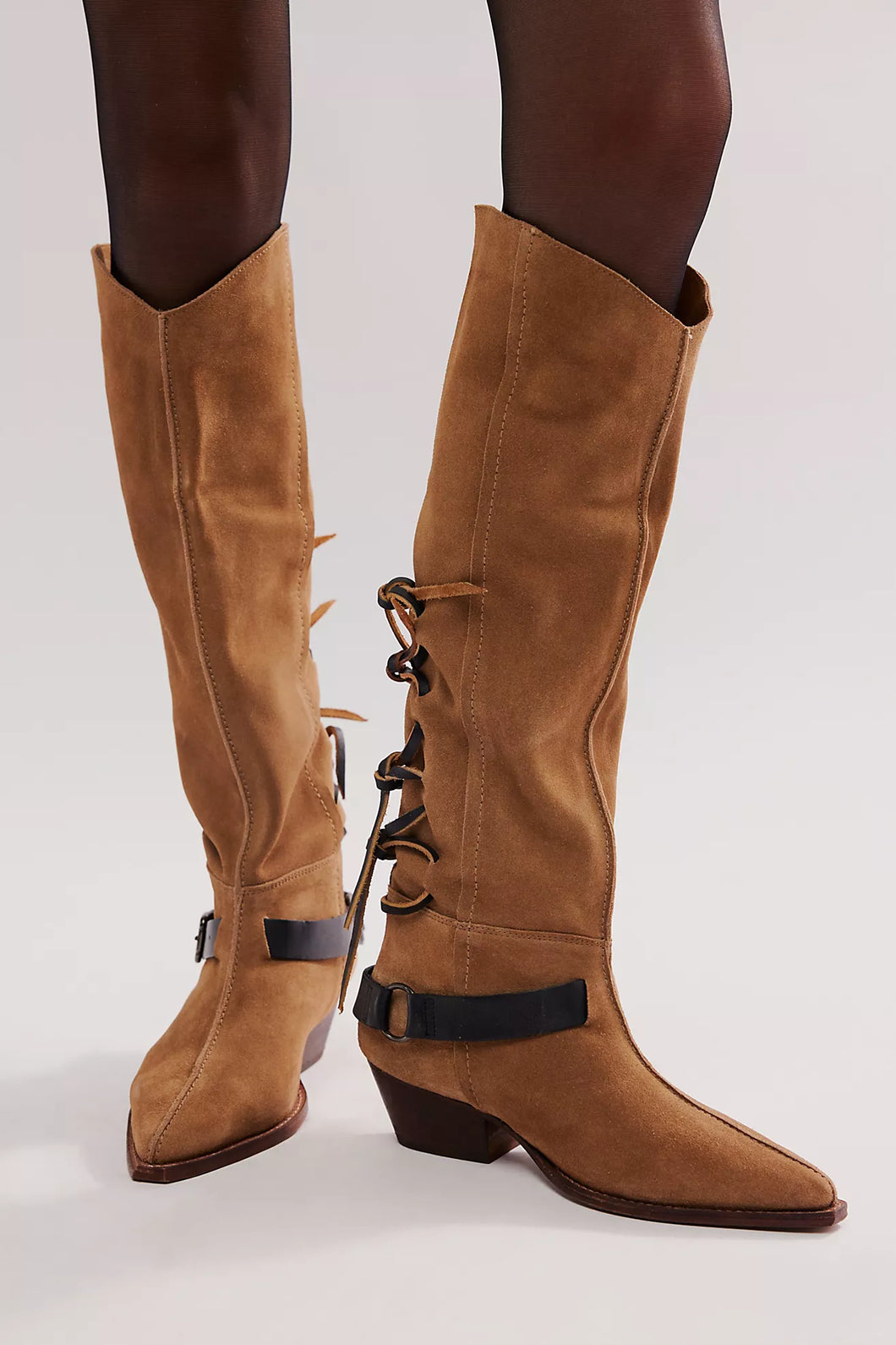 Back-Lace Sway Low Slouchy Boots