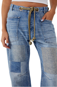Moxie Low Slung Barrel Jeans in Truest Blue