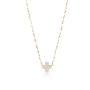 16” Necklace Gold - Signature Cross Off-White