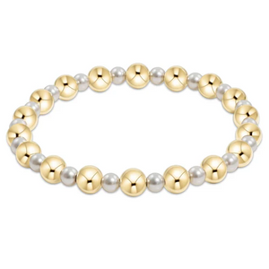 Pearl Grateful Pattern 4mm Bracelet - 6mm Gold - Extends