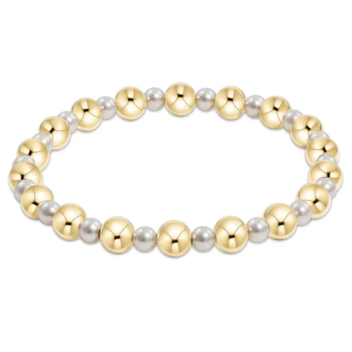 Pearl Grateful Pattern 4mm Bracelet - 6mm Gold - Extends