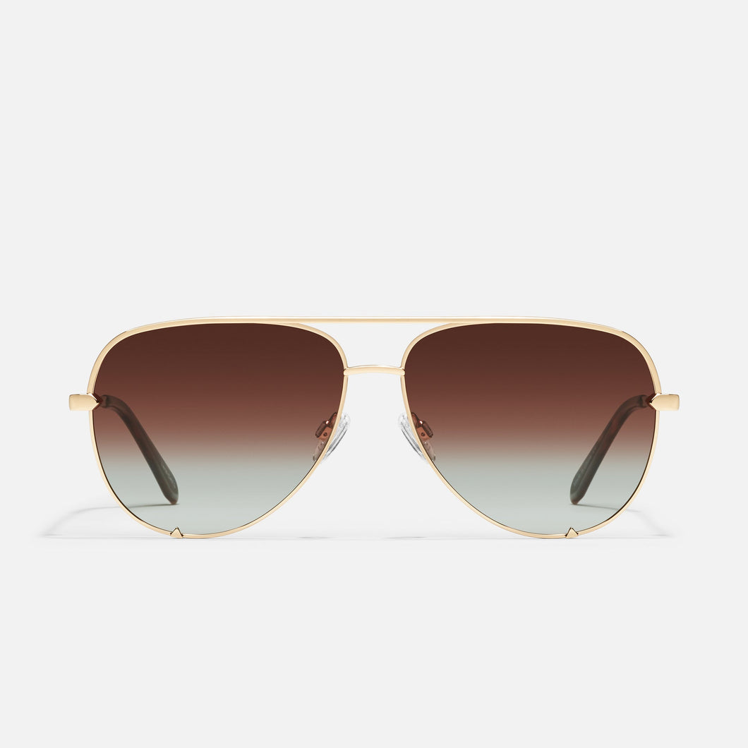 High Key Sunglasses in Gold Frame & Brown Fade Polarized Lens