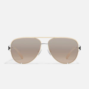 High Key Twist Sunglasses in Silver Frame & Champagne Flash Lens