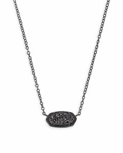 Kendra Scott Elisa Black Pendant Necklace in Black Drusy