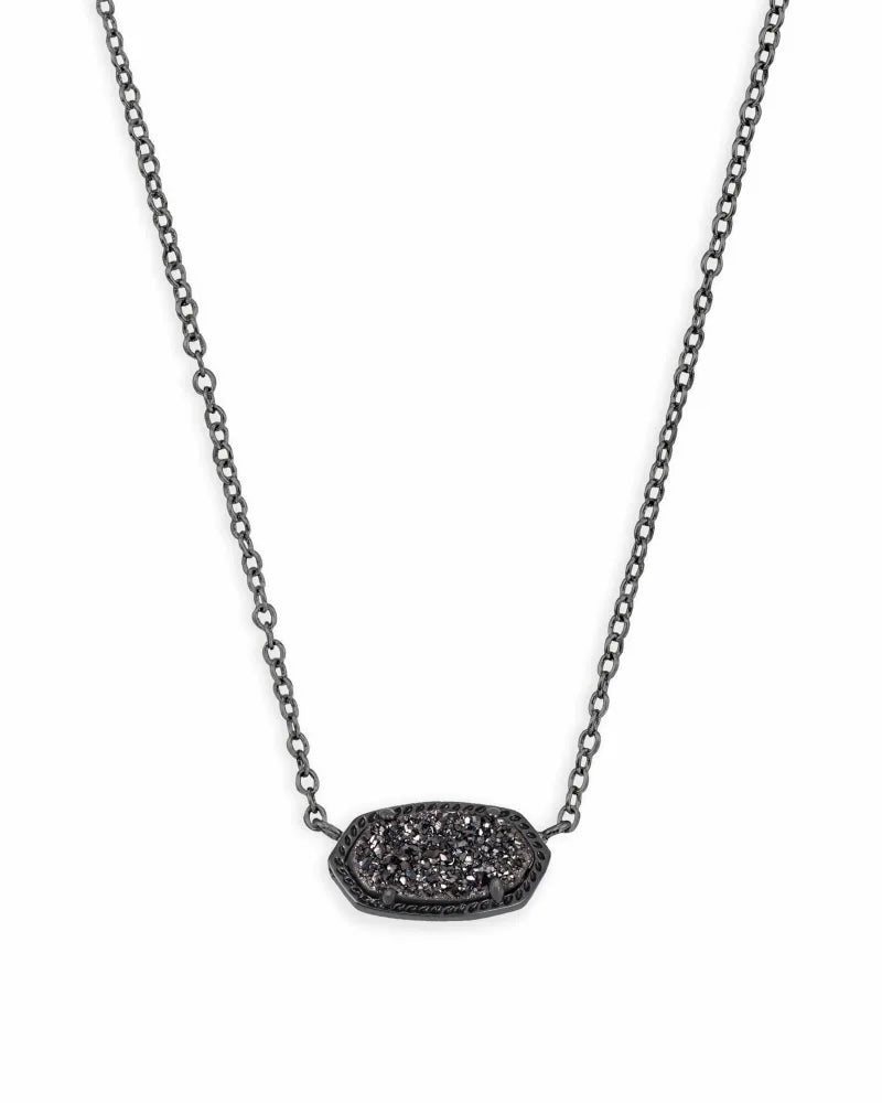 Kendra Scott Elisa Black Pendant Necklace in Black Drusy