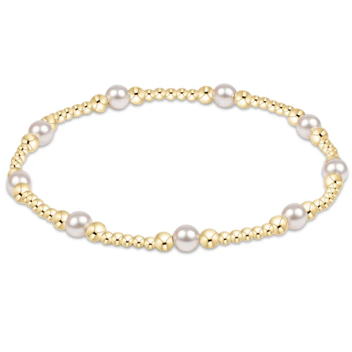 Classic Purpose Pattern 4mm Bead Bracelet - Pearl