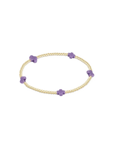 Signature Cross Small Gold Pattern 2mm Bead Bracelet - Purple
