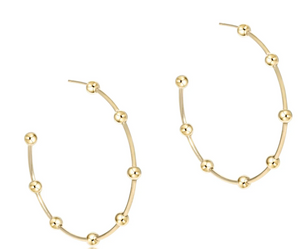 Beaded Simplicity 1.5” Post Hoop - 4mm Gold