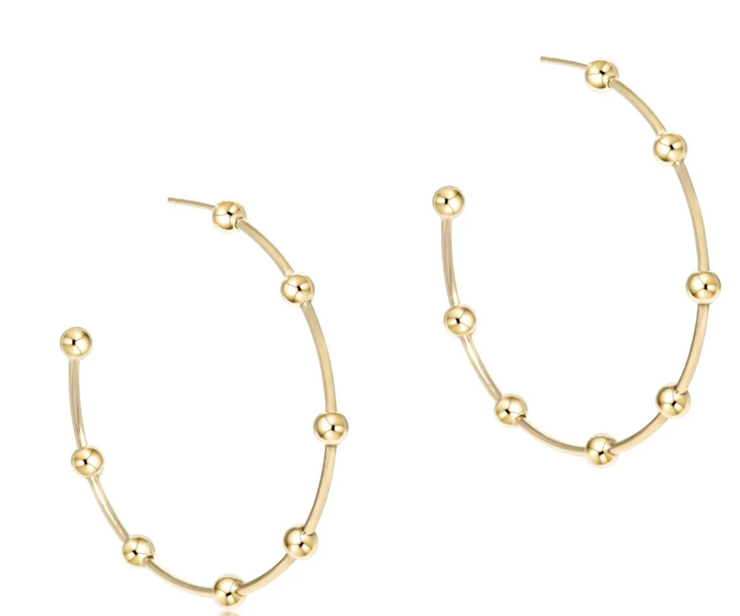 Beaded Simplicity 1.5” Post Hoop - 4mm Gold