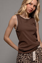Load image into Gallery viewer, Contrast Trim Ribbed Tank in Brown
