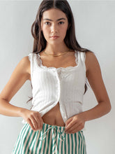 Load image into Gallery viewer, Contrast Stitch Button-Up Tank in White
