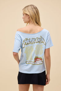 Metallica Tour ‘94 Off The Shoulder Tee in Airey Blue