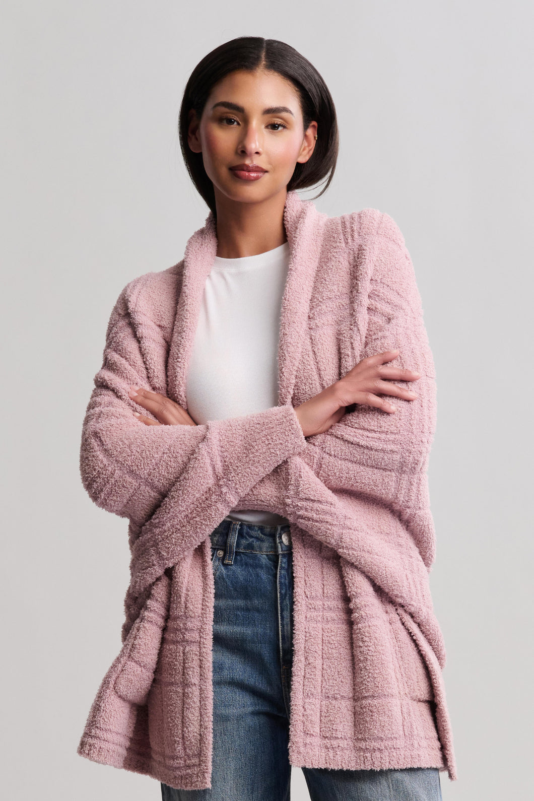CozyChic Cotton Tonal Plaid Blanket Wrap in Teaberry