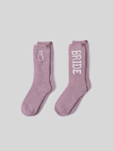 CozyChic Bridal Sock Set in Teaberry/Pearl