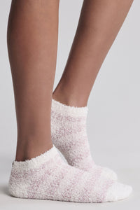 CozyChic Heathered Stripe Ankle Sock Set in Teaberry Multi
