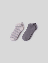 Load image into Gallery viewer, CozyChic Heathered Stripe Ankle Sock Set in Dove Gray Multi
