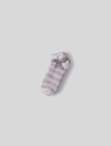 CozyChic Heathered Stripe Ankle Sock Set in Dove Gray Multi