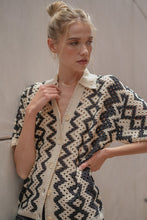 Load image into Gallery viewer, Crochet Knit Top in Black/Natural
