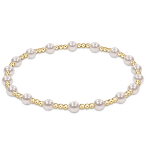 Classic Sincerity Pattern 4mm Bead Bracelet - Pearl - Extends