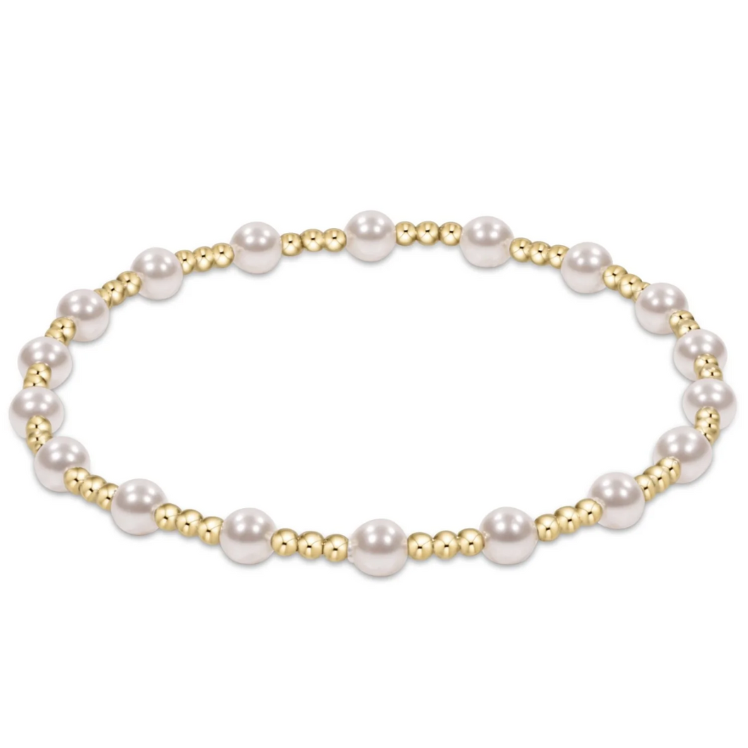 Classic Sincerity Pattern 4mm Bead Bracelet - Pearl - Extends
