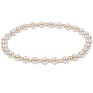 Classic Grateful Pattern 4mm Bead Bracelet - Pearl - Extends