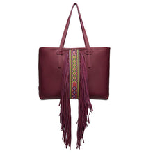Load image into Gallery viewer, Plum Fringe Breezy Tote
