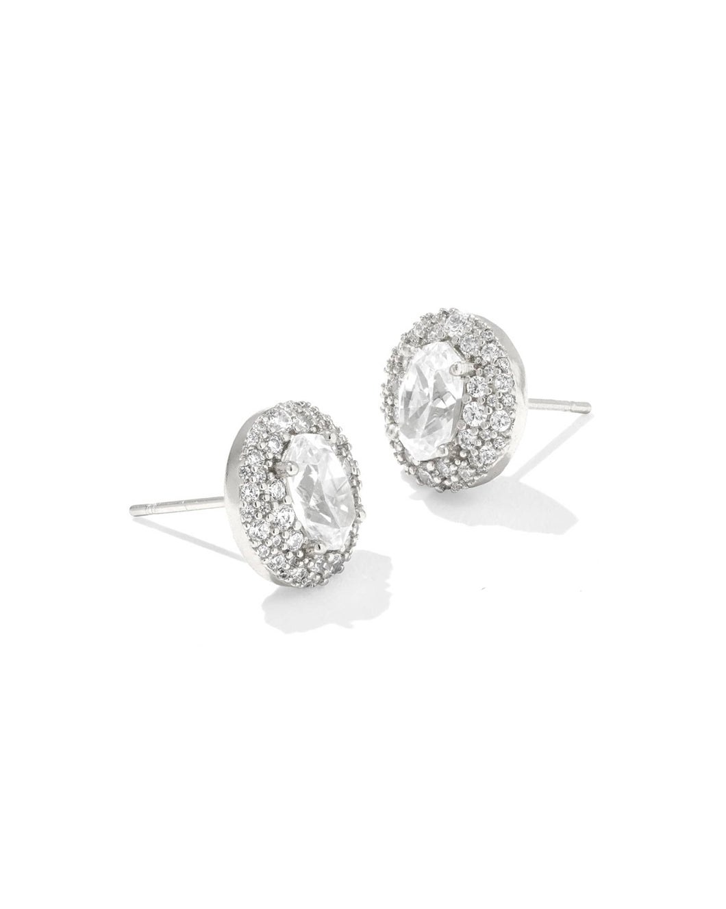 Kendra Scott Bella Silver Stud Earring in White CZ