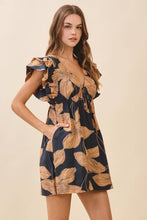 Load image into Gallery viewer, Floral Print Empire Waist Mini Dress in Black
