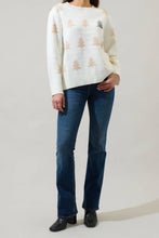 Load image into Gallery viewer, Under the Tree Sequin Crewneck Sweater in White
