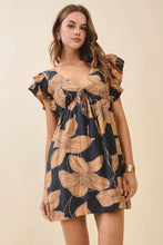 Load image into Gallery viewer, Floral Print Empire Waist Mini Dress in Black

