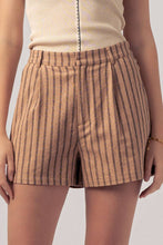 Load image into Gallery viewer, Coastal Linen Stripe Shorts in Taupe
