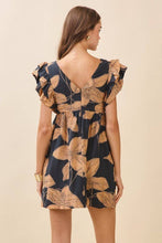 Load image into Gallery viewer, Floral Print Empire Waist Mini Dress in Black
